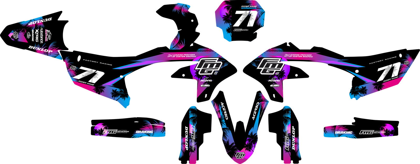 Yamaha YZ YZF Black Palm Graphics Kit