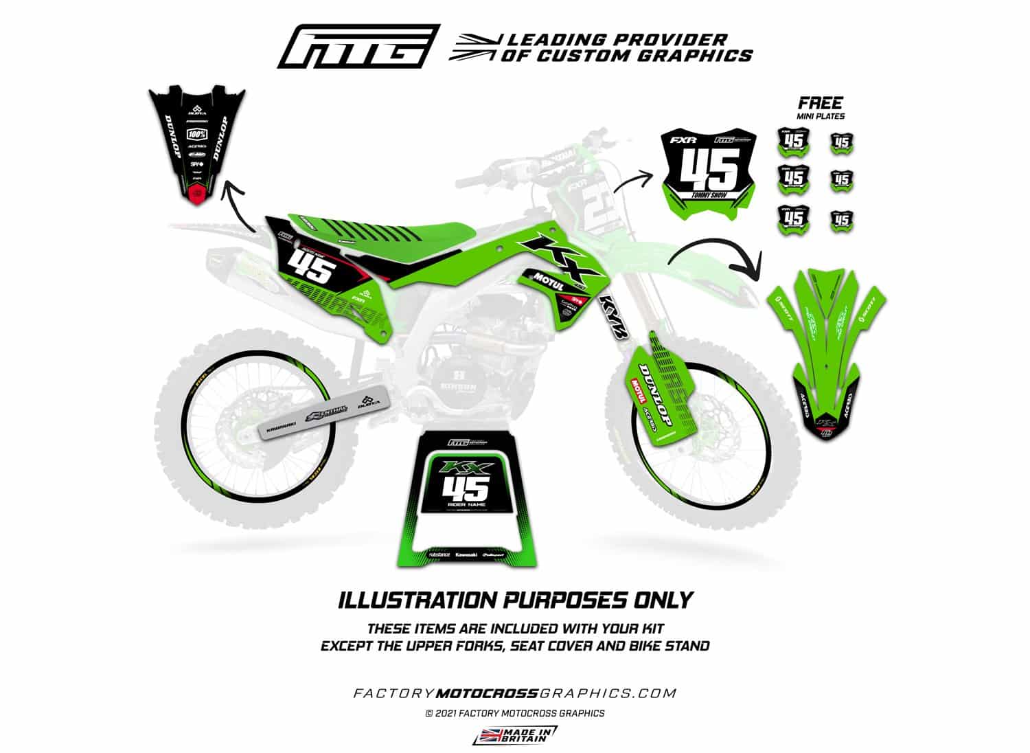 Kawasaki White Race Graphics Kit