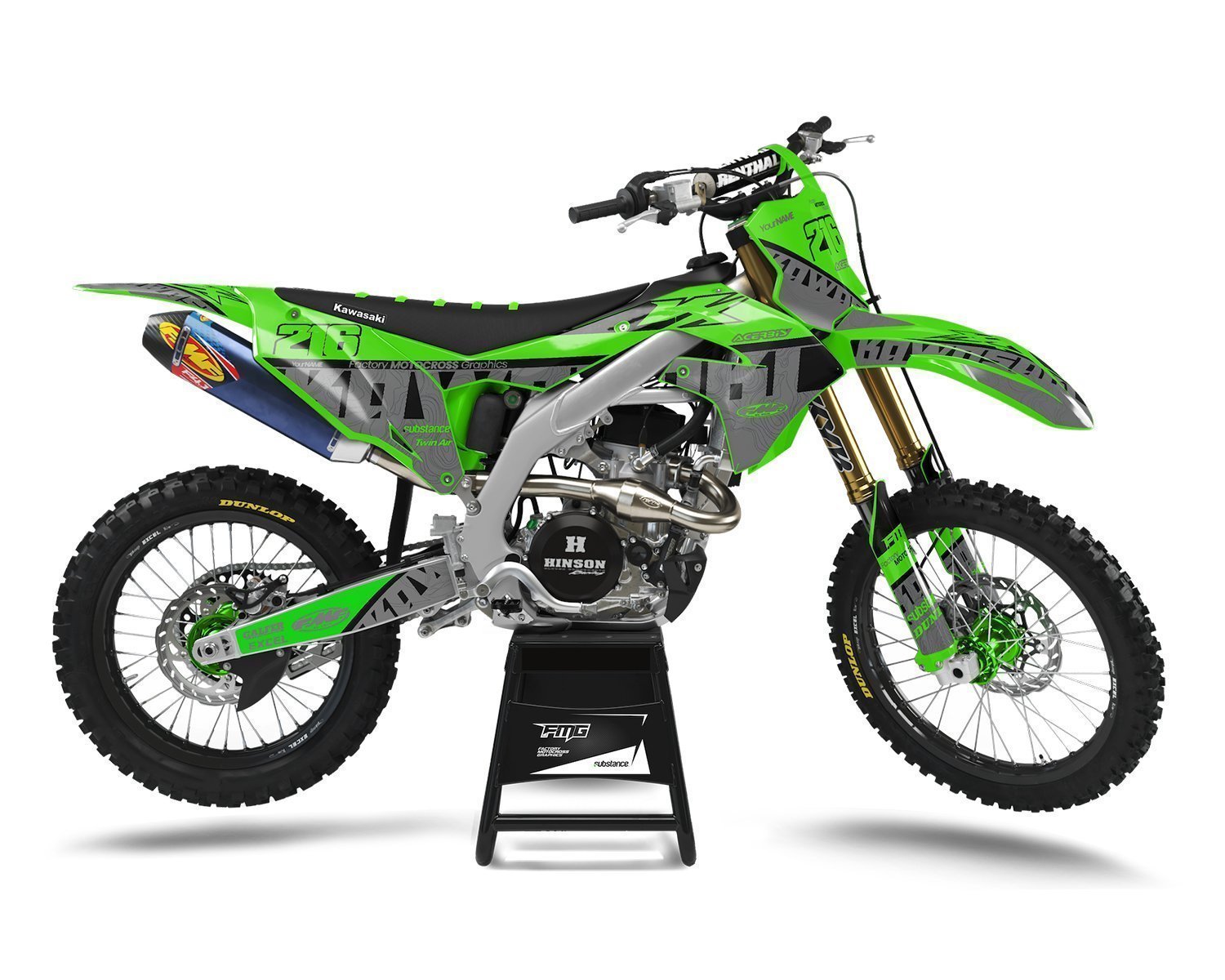 Grey Kawasaki MX Stickers