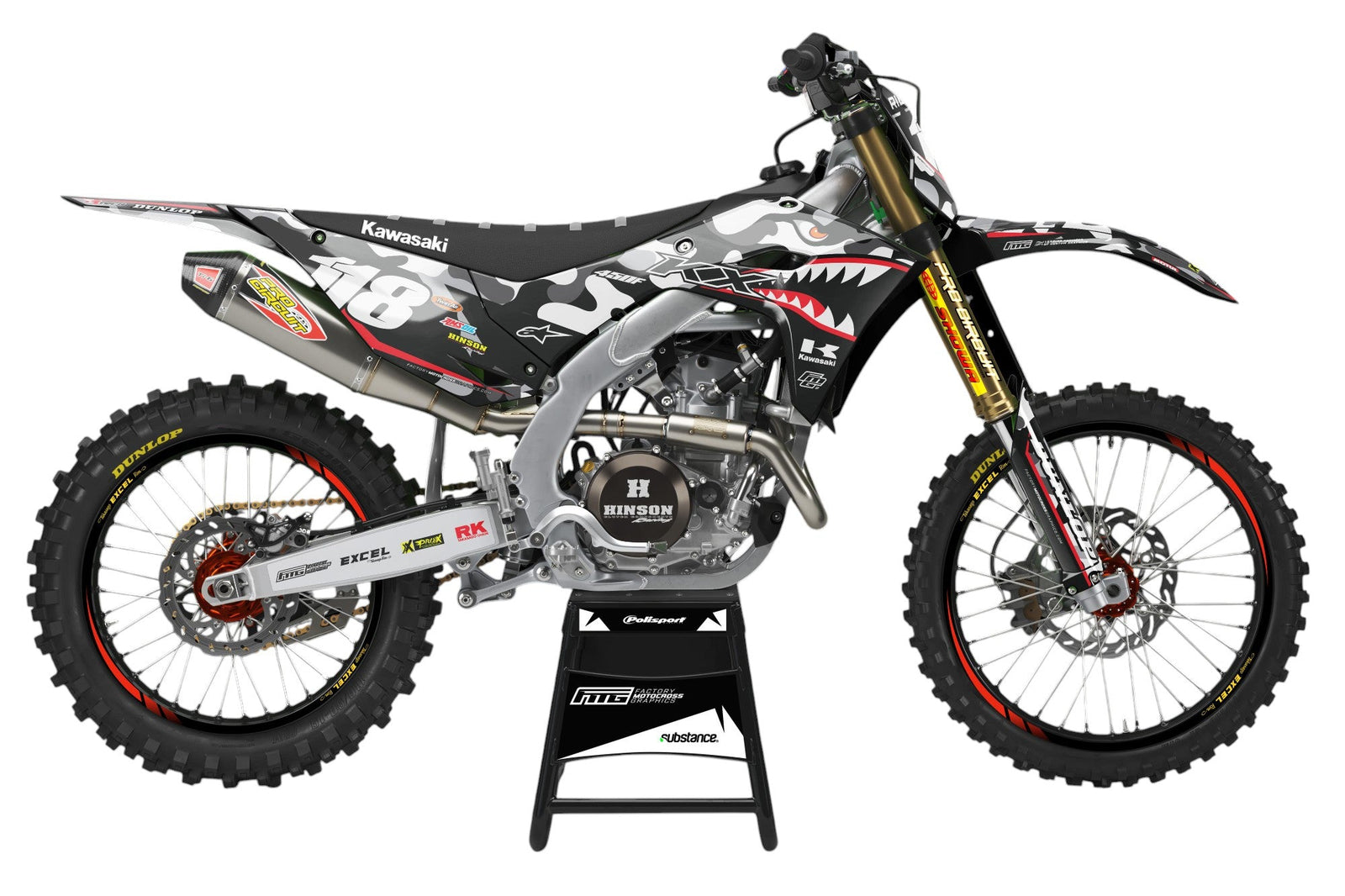 KAWASAKI Shark Mouth CAMOUFLAGE GRAPHICS KIT.