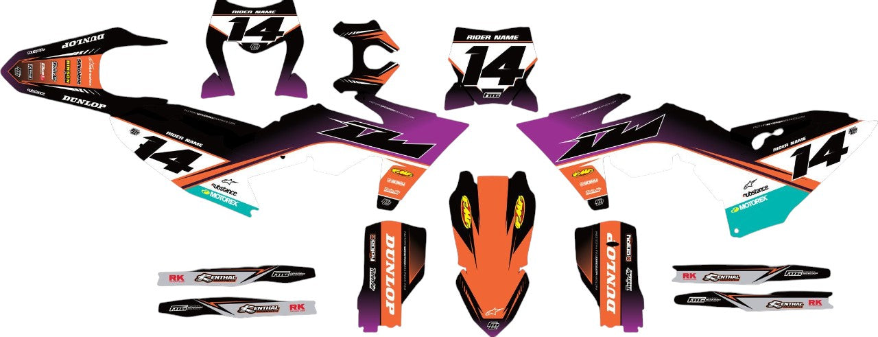 Fits KTM Velocity Purple Black & Orange Graphics Kit