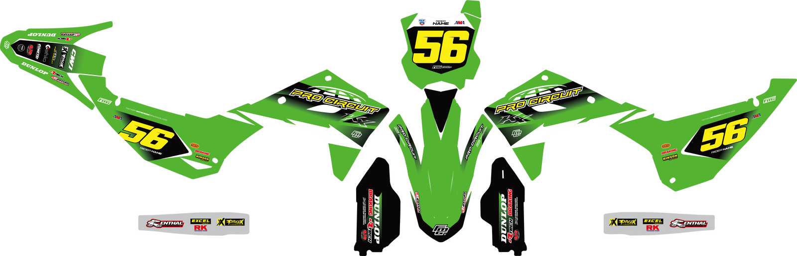 KAWASAKI  ProCircuit Green Team GRAPHICS KIT