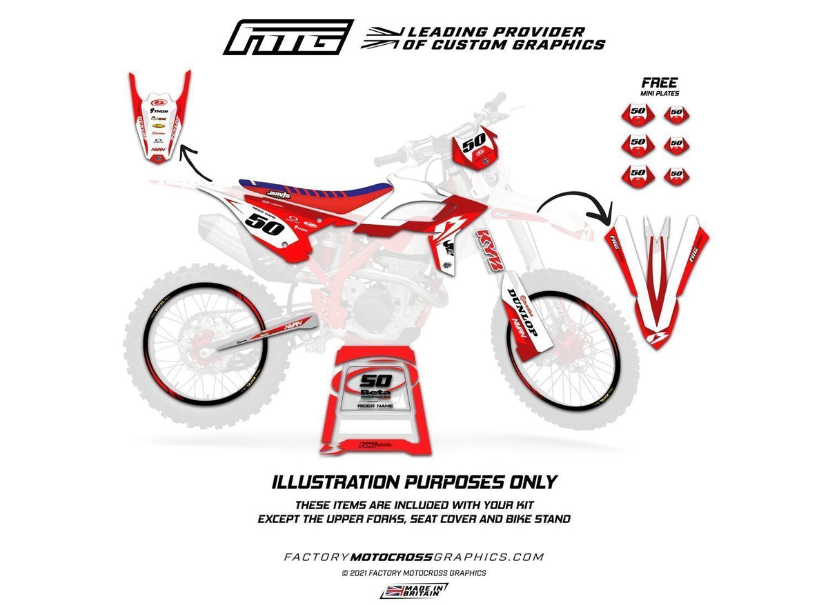 Beta RR 2T / RR 4T Factory Red Enduro Graphics Kit FACTORY MOTOCROSS GRAPHICS