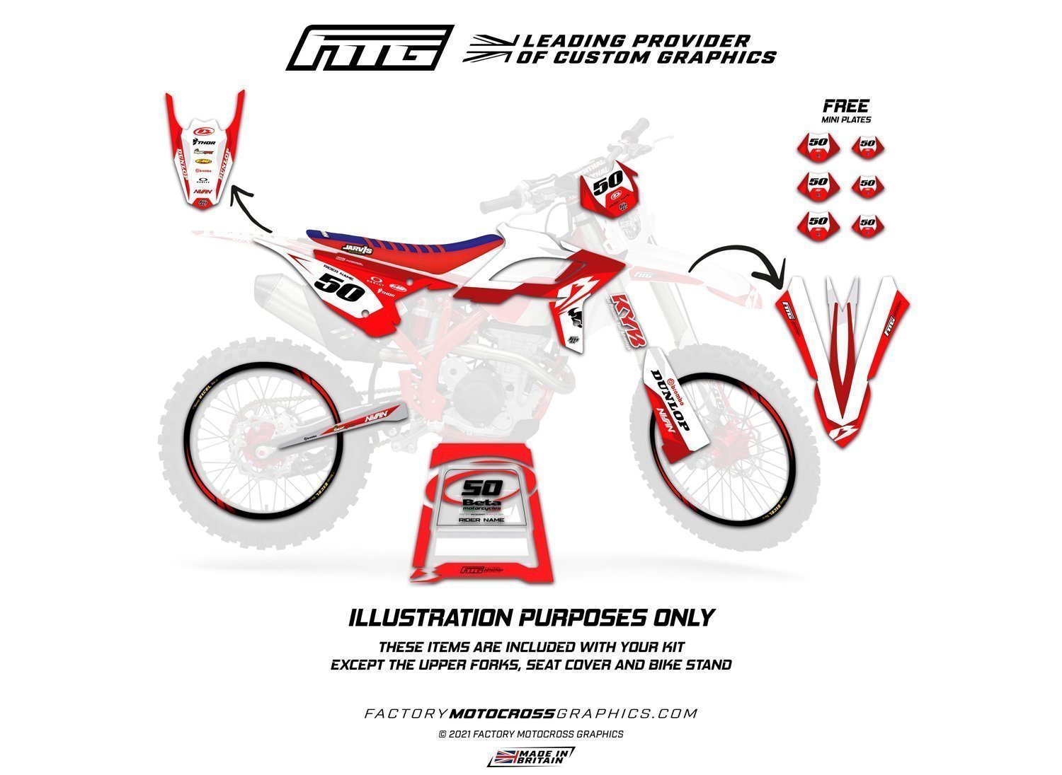 Beta RR 2T / RR 4T Factory Red Enduro Graphics Kit FACTORY MOTOCROSS GRAPHICS