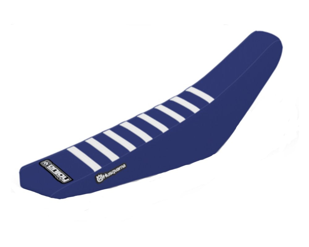 Enjoy Husqvarna White Ribbed Blue Seat Cover