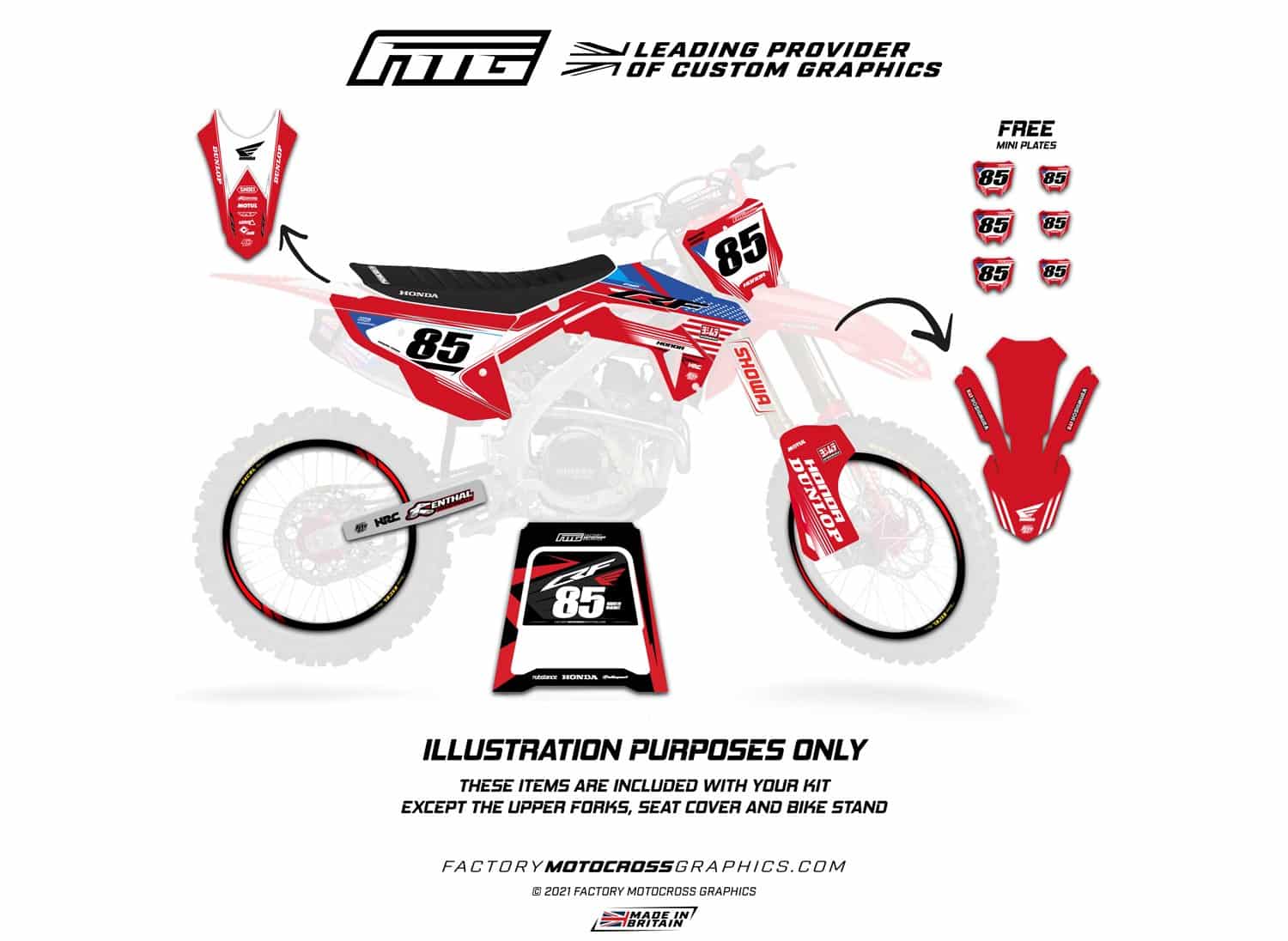 Honda CRF/CR White Fusion Graphics Kit