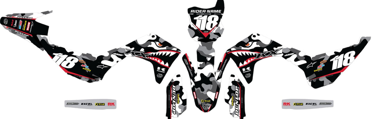 KAWASAKI Shark Mouth CAMOUFLAGE  GRAPHICS KIT.