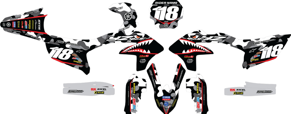 Yamaha Shark Mouth CAMOUFLAGE  GRAPHICS KIT.