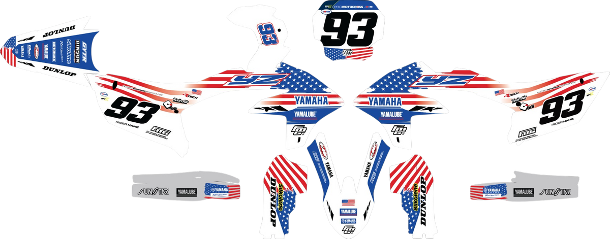 Yamaha GYTR RED WHITE &amp; BLUE GRAPHICS KIT.