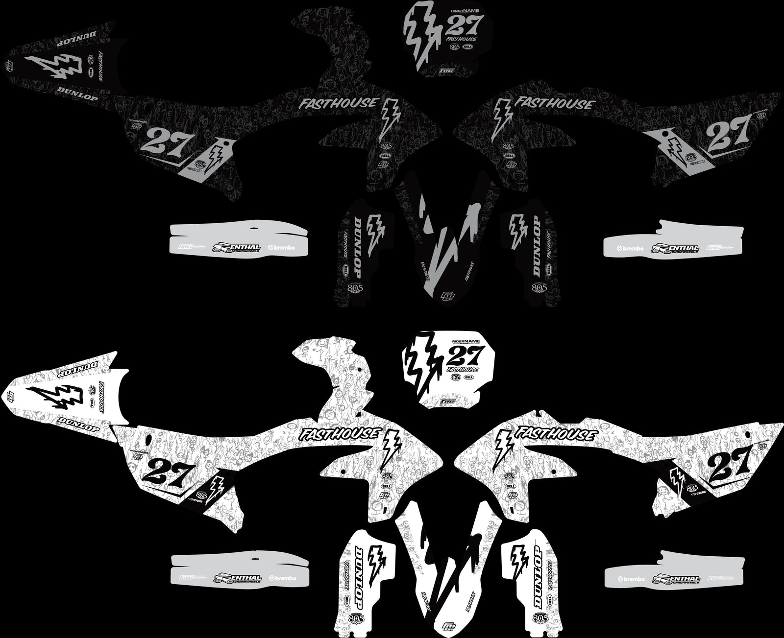 YAMAHA FASTHOUSE doodle White V1 GRAPHICS KIT.