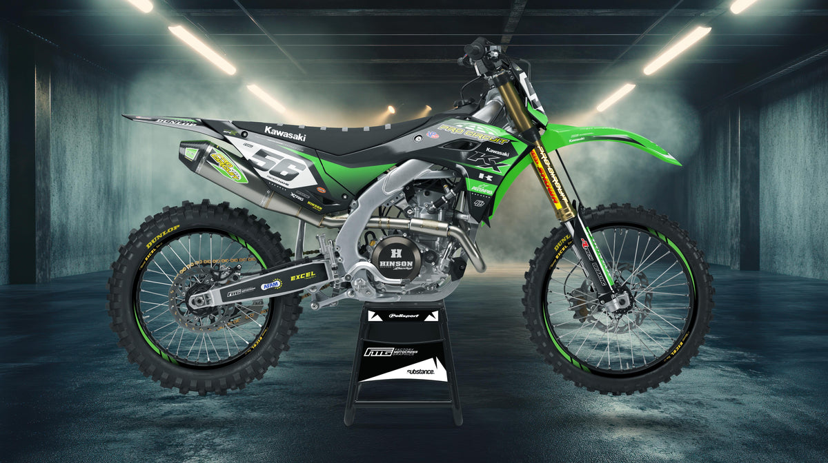 KAWASAKI ProCircuit Black &amp; Green Team GRAPHICS KIT