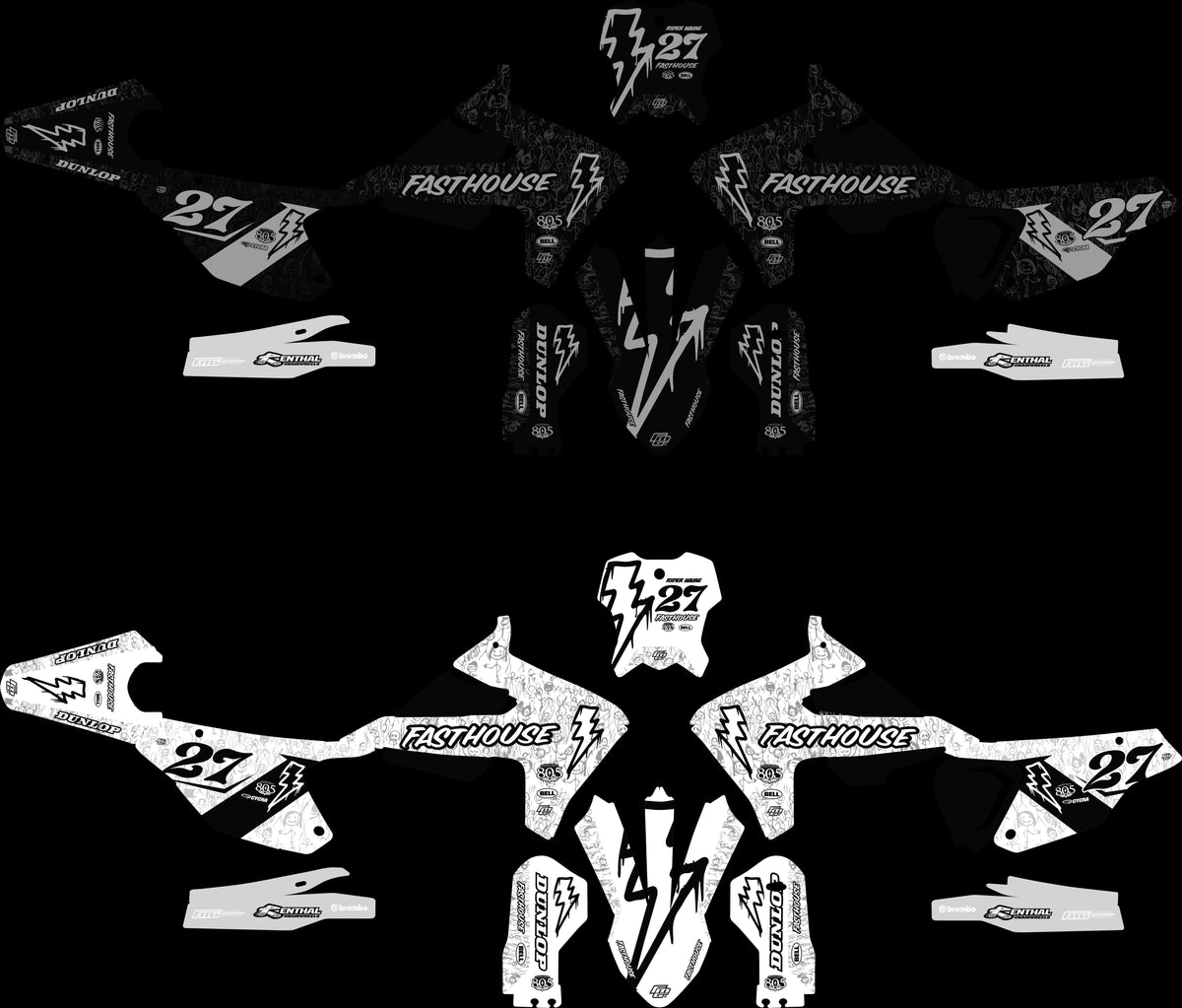 TRIUMPH FASTHOUSE DOODLE White VI GRAPHICS KIT. TF FACTORY MOTOCROSS GRAPHICS