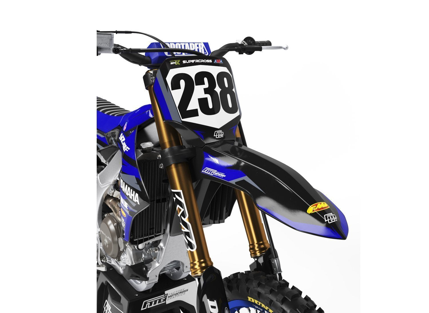Yamaha factory black & blue graphics kit